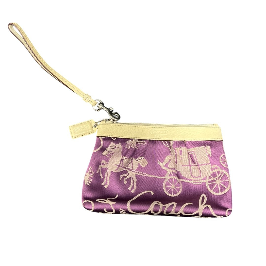 COACH Jacquard Wristlet Purple Beige