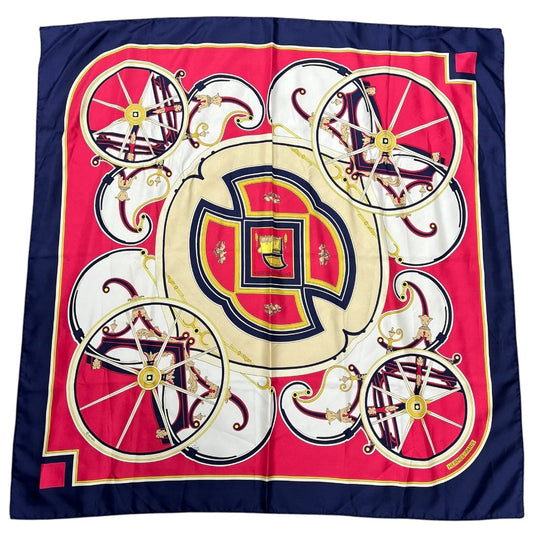 HERMES Silk Scarf Fuchsia Navy