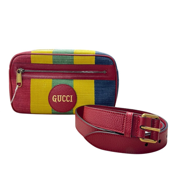 GUCCI Canvas Striped Belt Bag Multicolor Gold