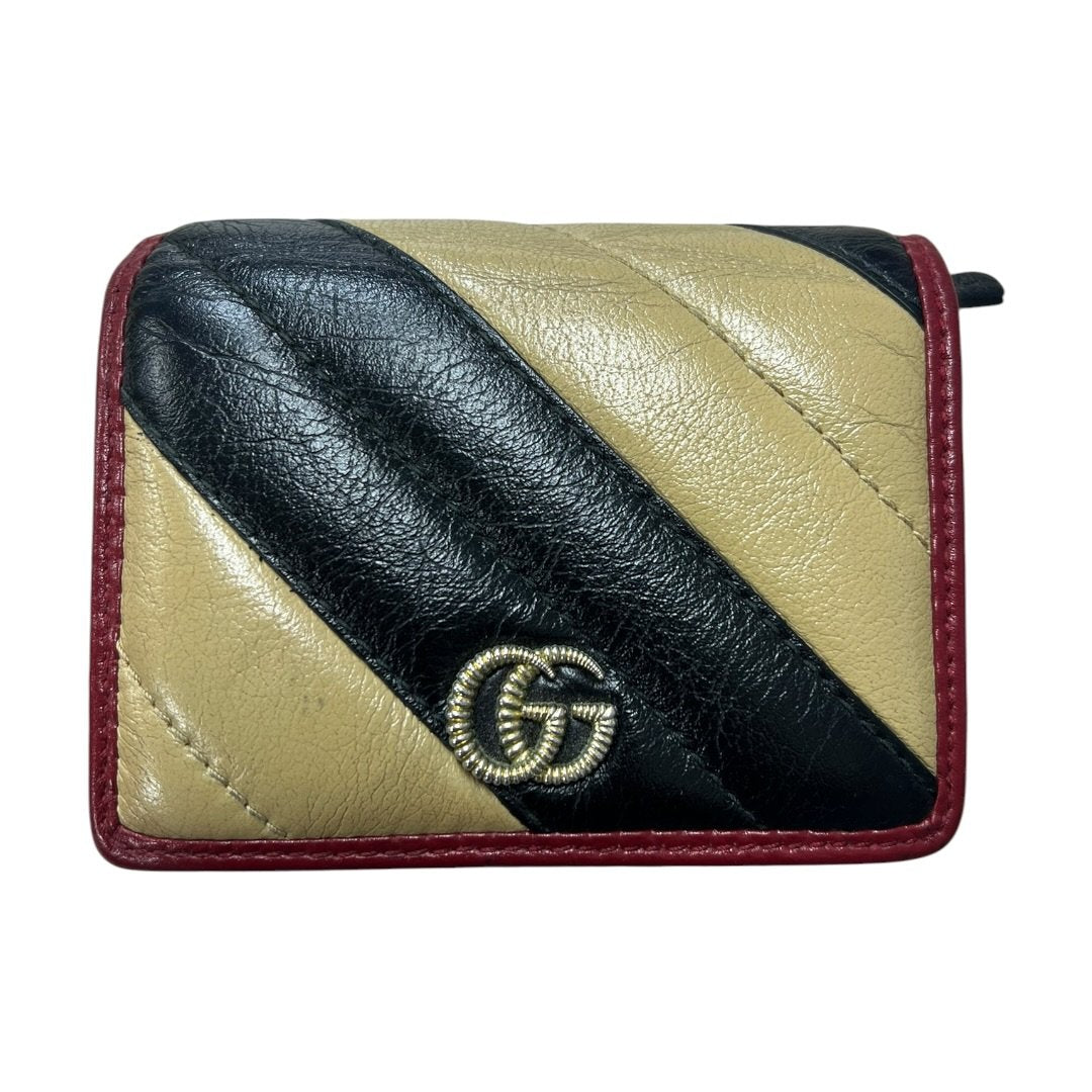 GUCCI GG Marmont Wallet Beige Black Red Gold