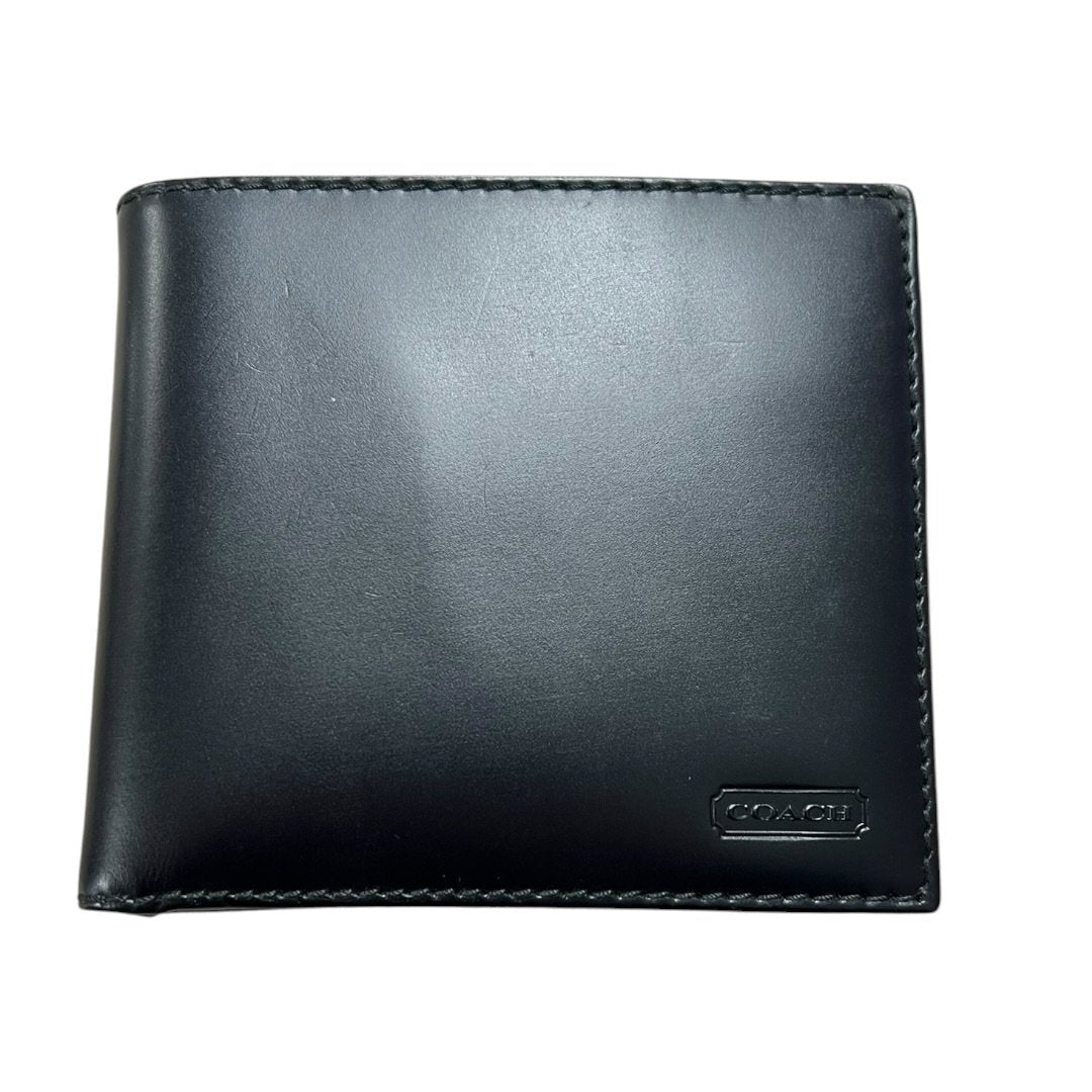 COACH Leather Bifold Wallet Black Silver