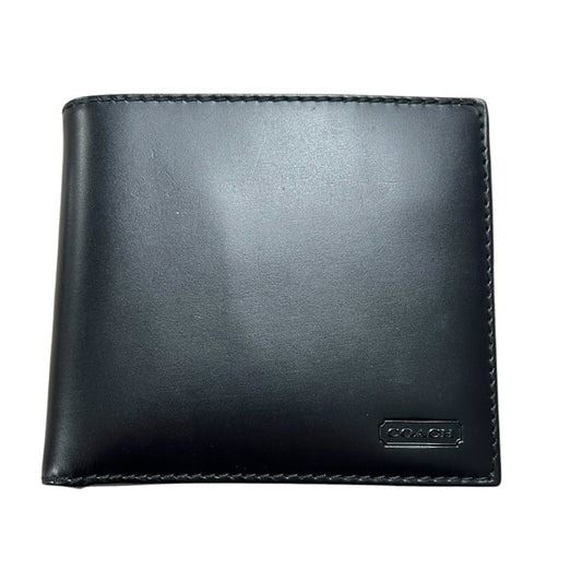 COACH Leather Bifold Wallet Black Silver