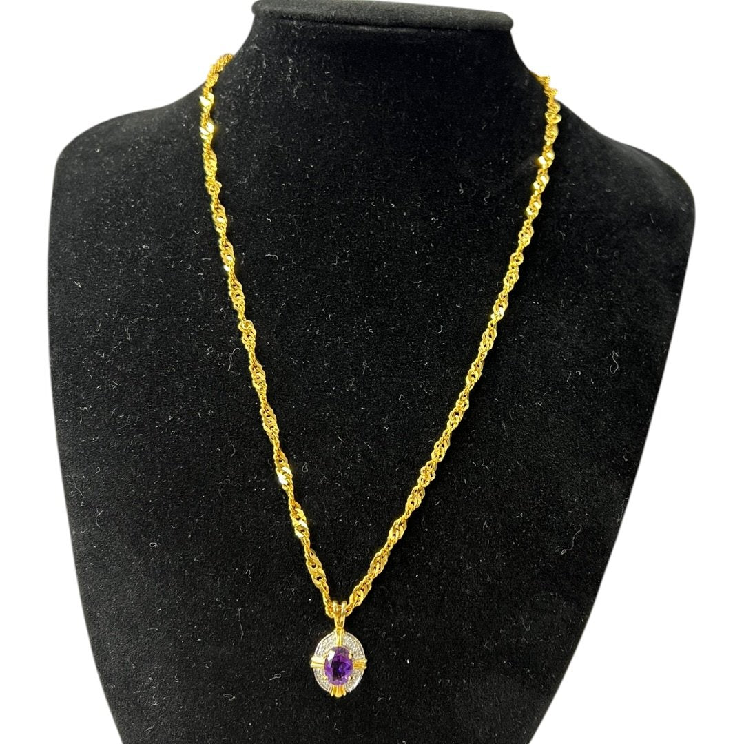 18K Gold Amethyst Pendant