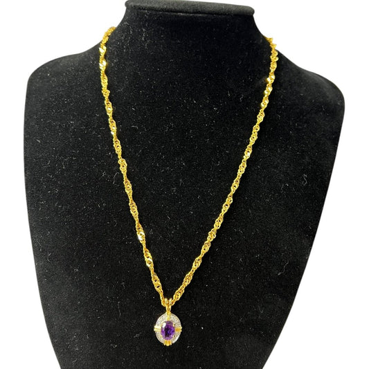 18K Gold Amethyst Pendant