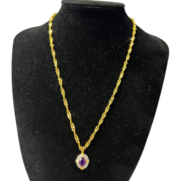 18K Gold Amethyst Pendant
