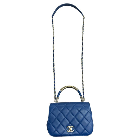 CHANEL Coco Handle Bag Blue Gold