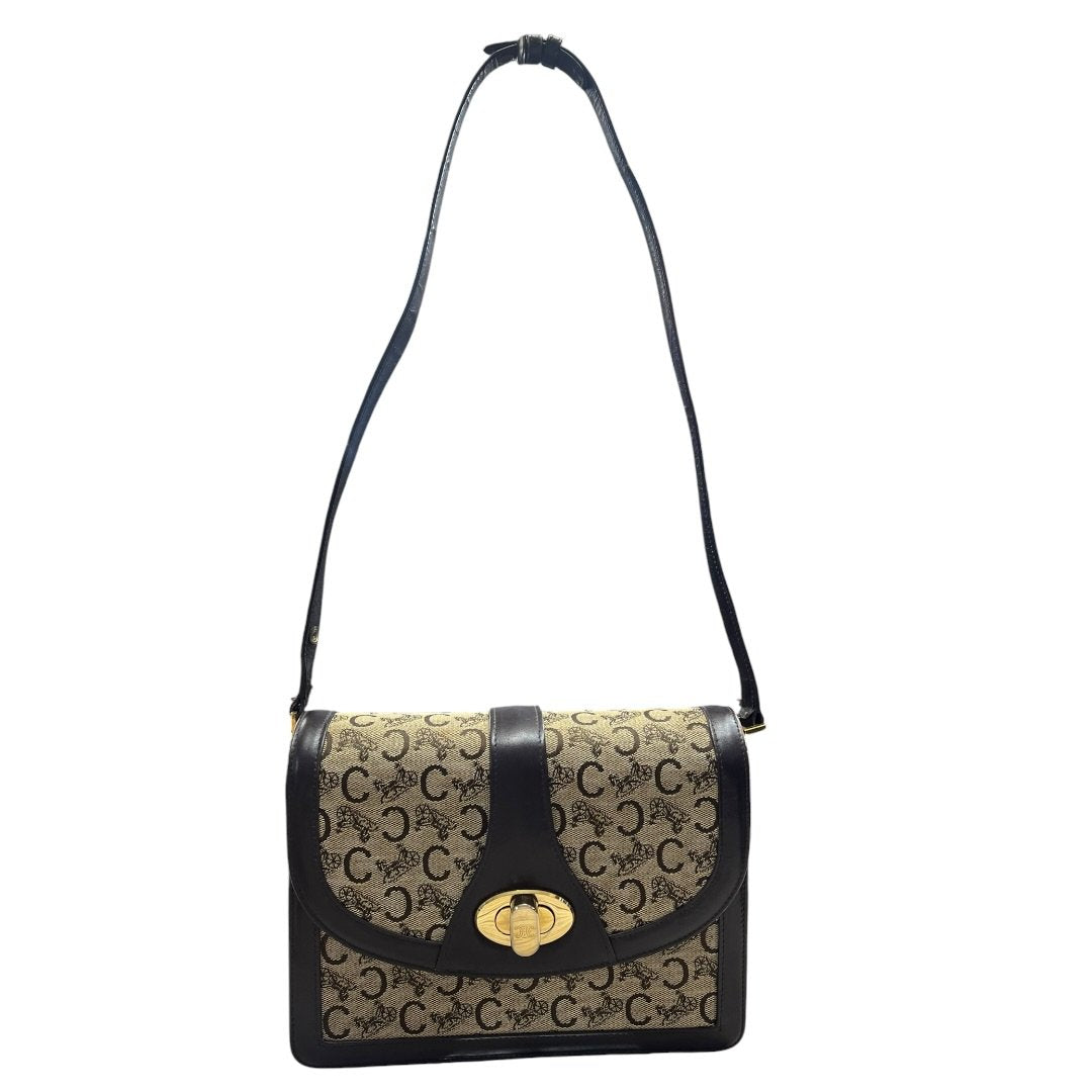 CELINE C Macadam Canvas Flap Bag Brown Beige