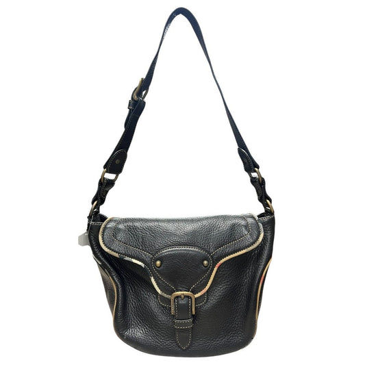 BURBERRY Grained Leather Shoulder Bag Black Antique Gold Hardware | Authentic Pre-Owned Luxury