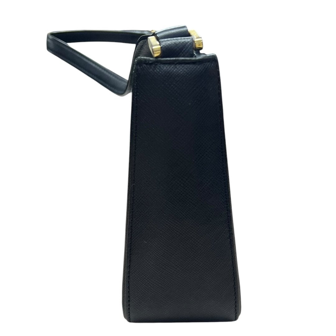 BURBERRY Saffiano Shoulder Bag Black Gold Hardware | Authentic Pre-Owned Luxury
