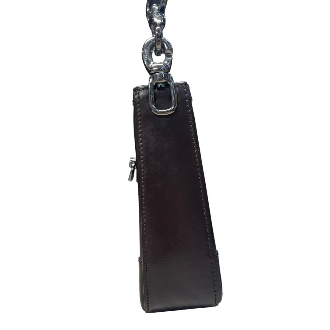 CELINE Leather C Ring Bag Shoulder Bag Dark Brown Silver Hardware | Authentic Pre-Owned Luxury