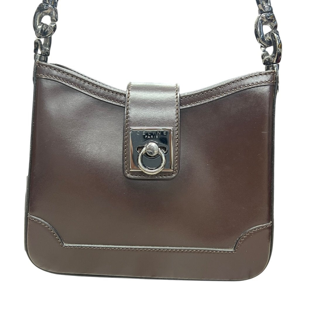 CELINE Leather C Ring Bag Shoulder Bag Dark Brown Silver Hardware | Authentic Pre-Owned Luxury
