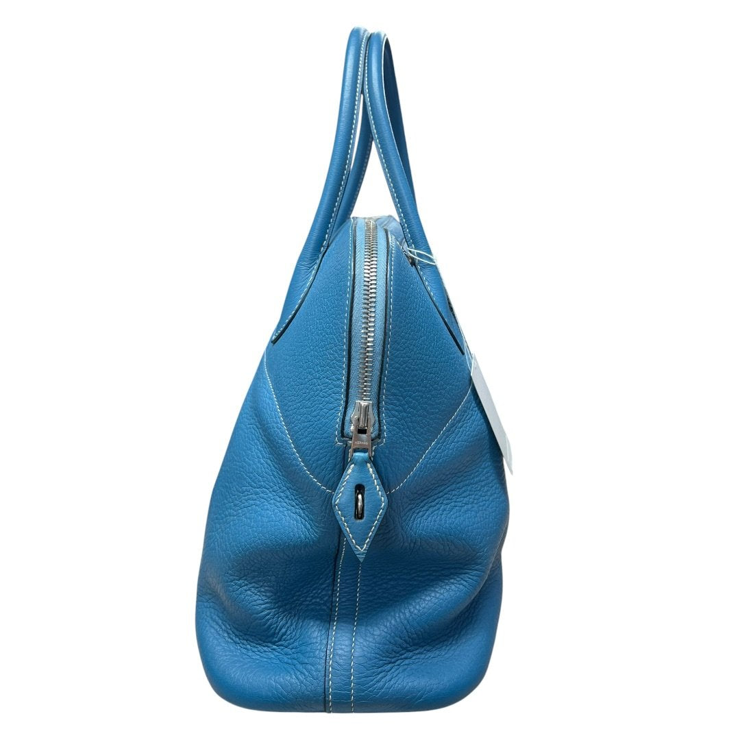 HERMES Clemence Bolide 31 Handbag Blue Silver Hardware | Authentic Pre-Owned Luxury