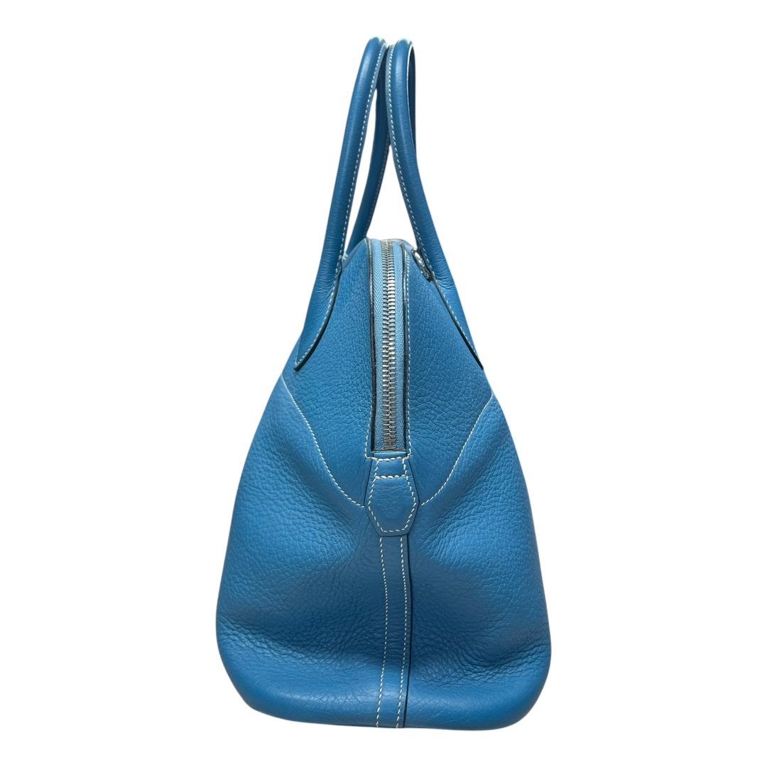 HERMES Clemence Bolide 31 Handbag Blue Silver Hardware | Authentic Pre-Owned Luxury