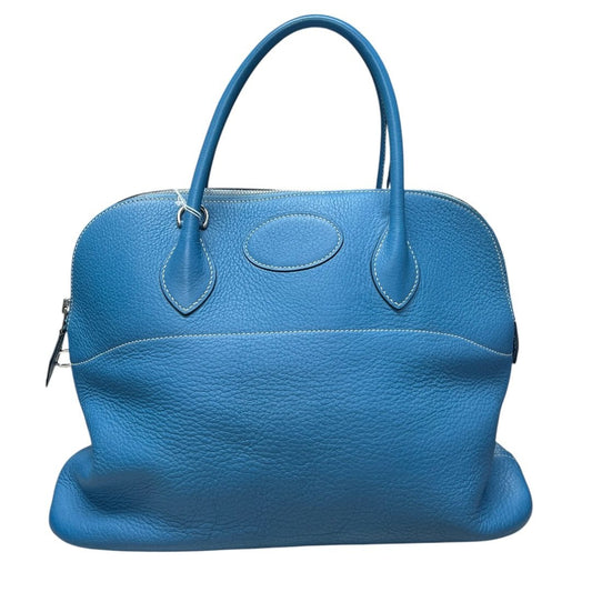 HERMES Clemence Bolide 31 Handbag Blue Silver Hardware | Authentic Pre-Owned Luxury