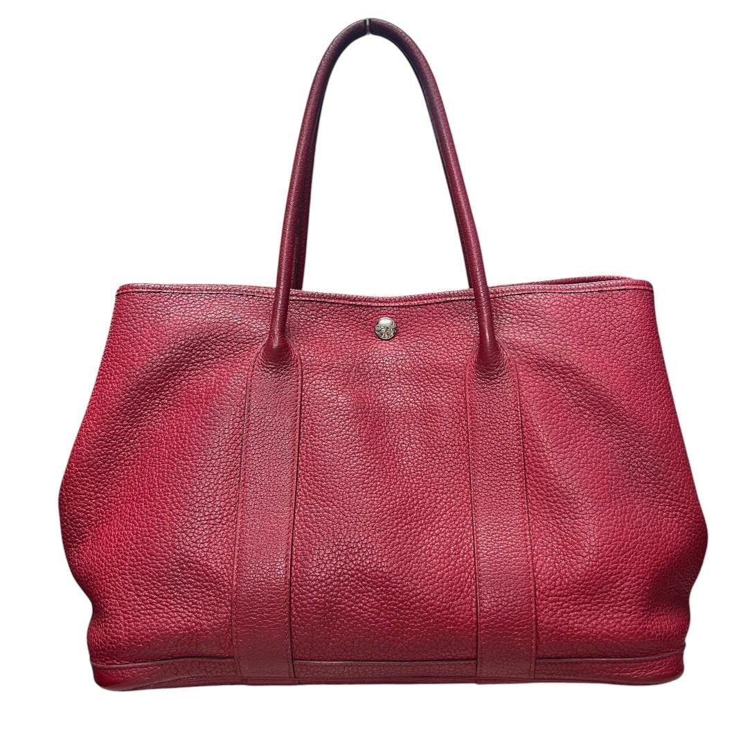 HERMES Negonda Leather Garden Party Tote Red Silver Hardware | Authentic Pre-Owned Luxury