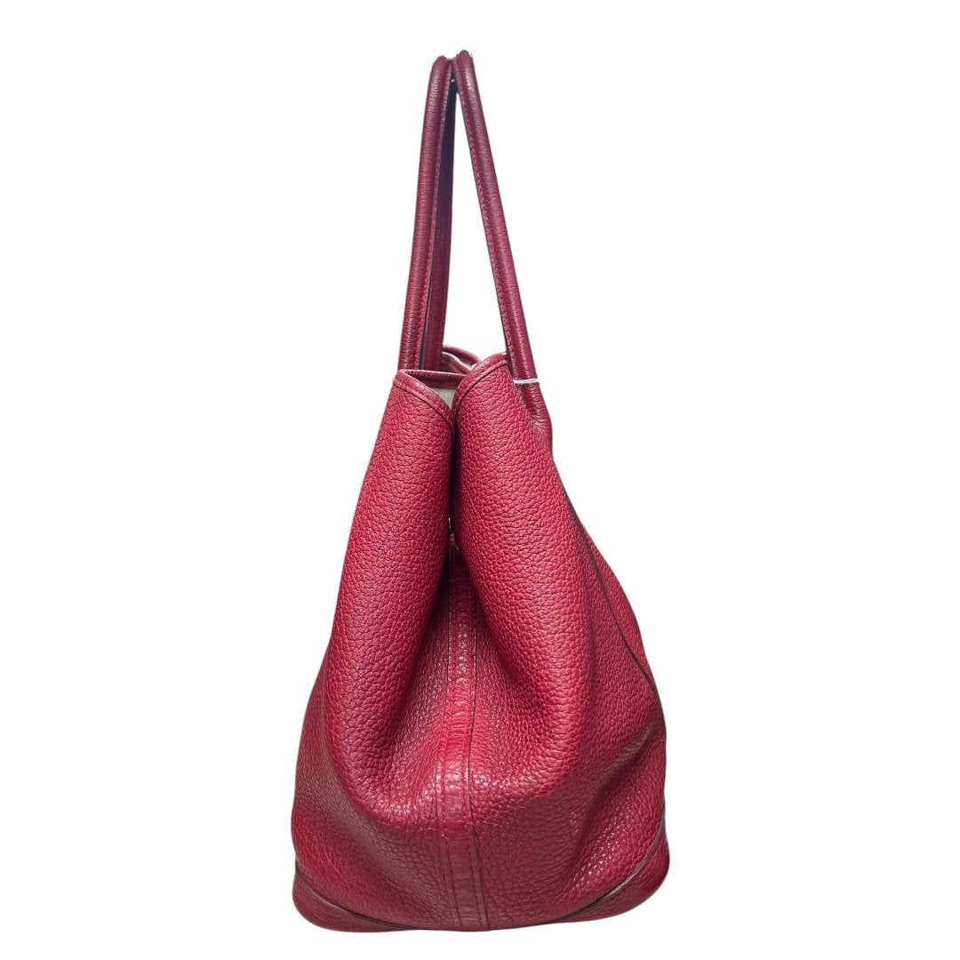HERMES Negonda Leather Garden Party Tote Red Silver Hardware | Authentic Pre-Owned Luxury