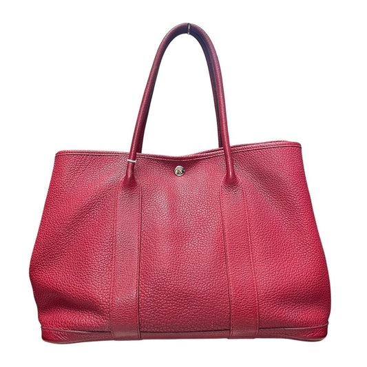 HERMES Negonda Leather Garden Party Tote Red Silver Hardware | Authentic Pre-Owned Luxury