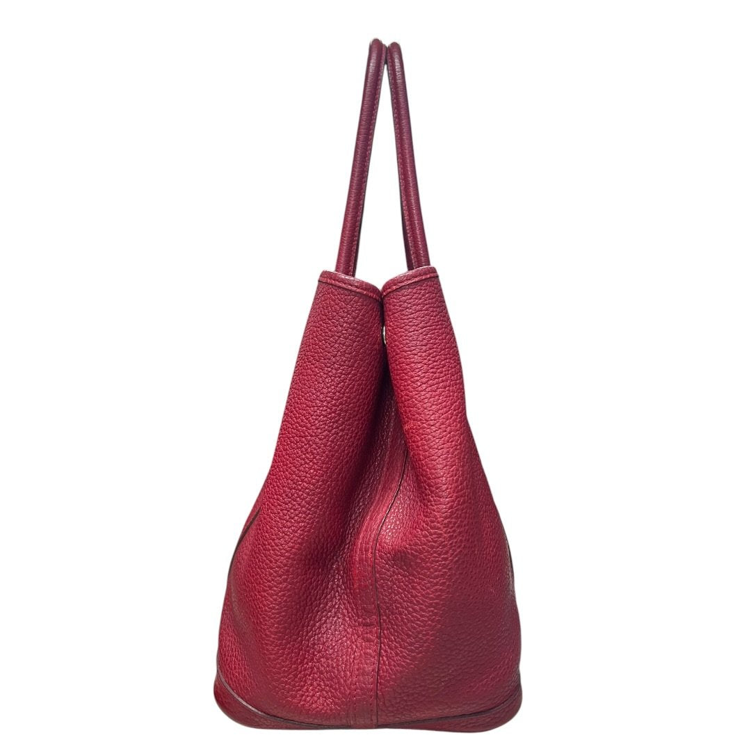 HERMES Negonda Leather Garden Party Tote Red Silver Hardware | Authentic Pre-Owned Luxury