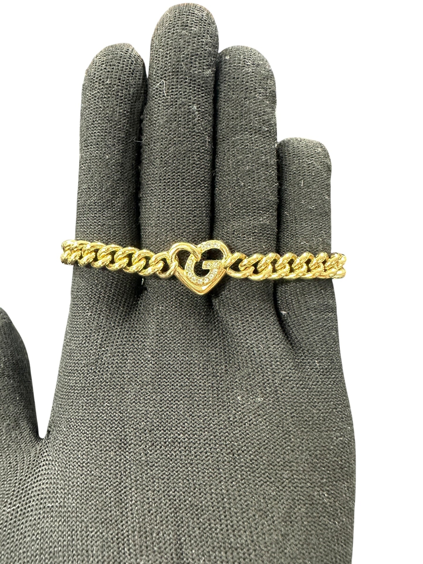 GIVENCHY Gold Tone Curb Chain Bracelet Heart Charm | Authentic Pre-Owned Luxury