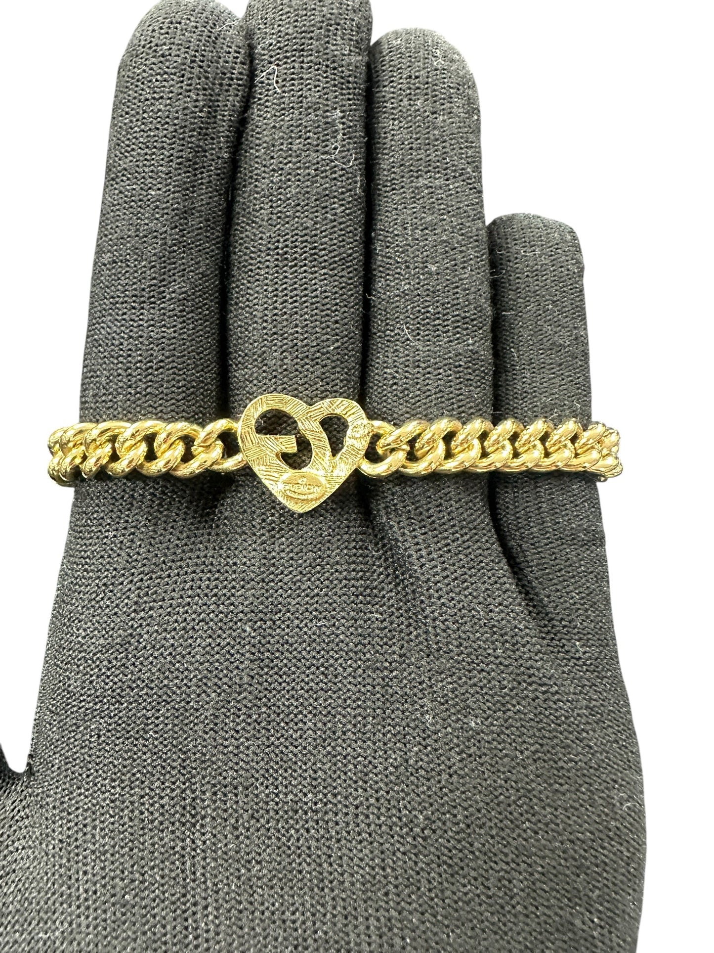 GIVENCHY Gold Tone Curb Chain Bracelet Heart Charm | Authentic Pre-Owned Luxury