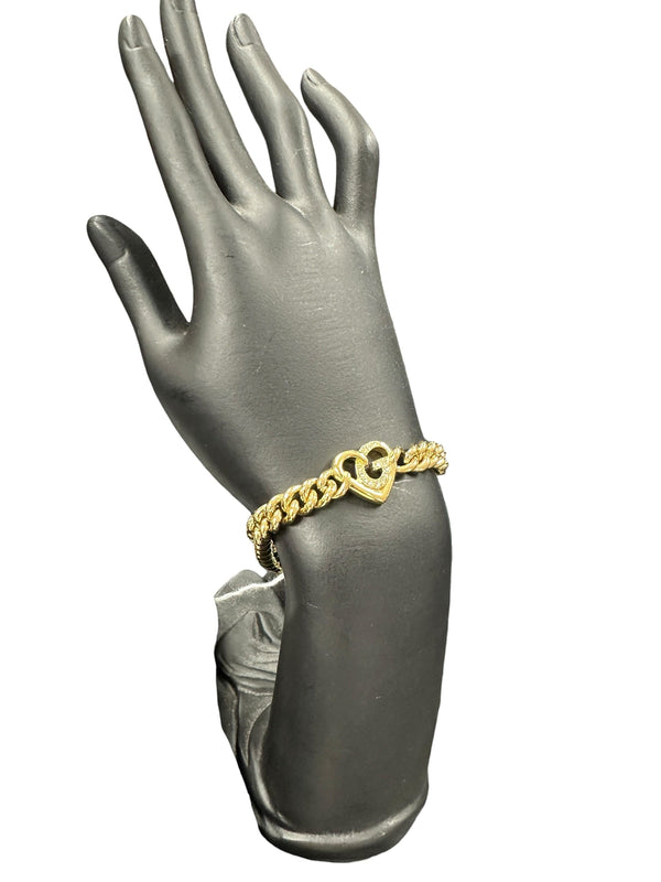 GIVENCHY Gold Tone Curb Chain Bracelet Heart Charm | Authentic Pre-Owned Luxury