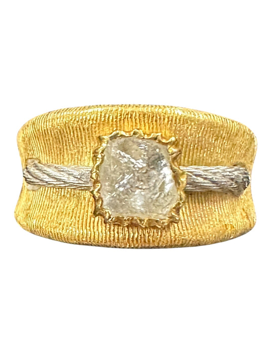 UNBRANDED Accessory K18 Pt900 Wide Band Ring Rough Diamond 0.543ct 9.1g | Authentic Pre-Owned Luxury