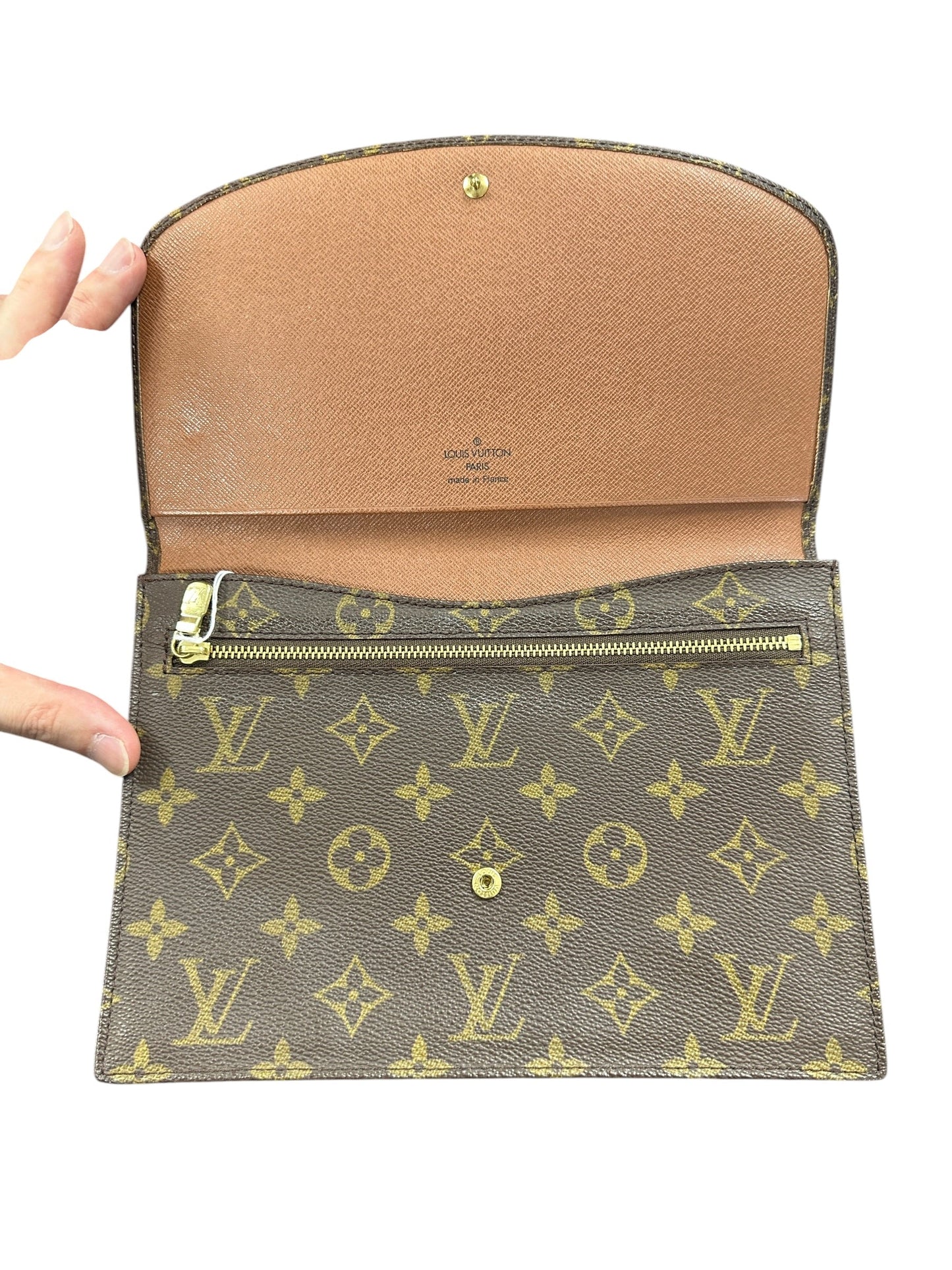 LOUIS VUITTON Monogram Pochette Rabat Clutch Bag Brown Gold Hardware | Authentic Pre-Owned Luxury