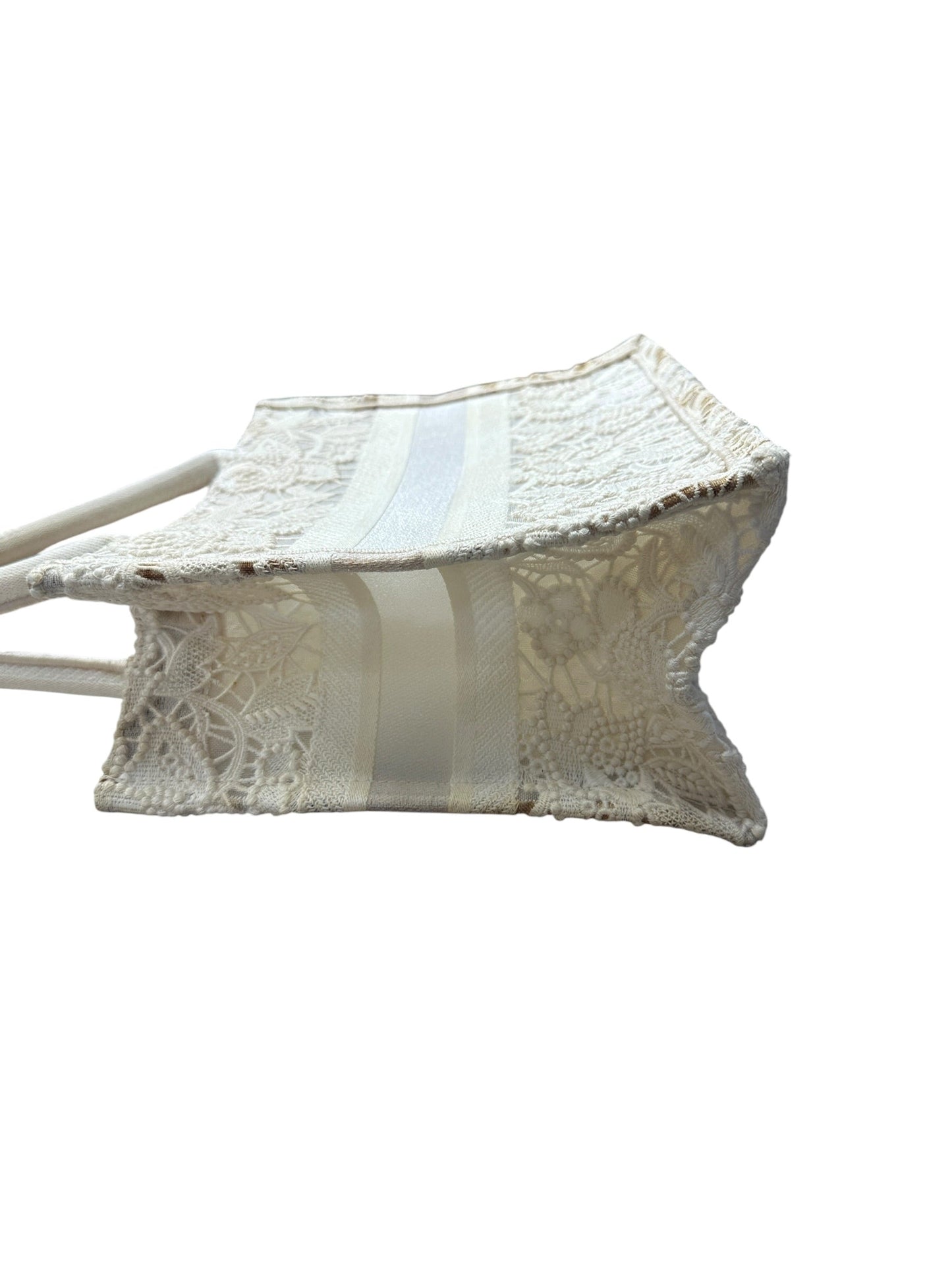 Christian Dior D-Lace Book Tote Small Tote Bag White | Authentic Pre-Owned Luxury