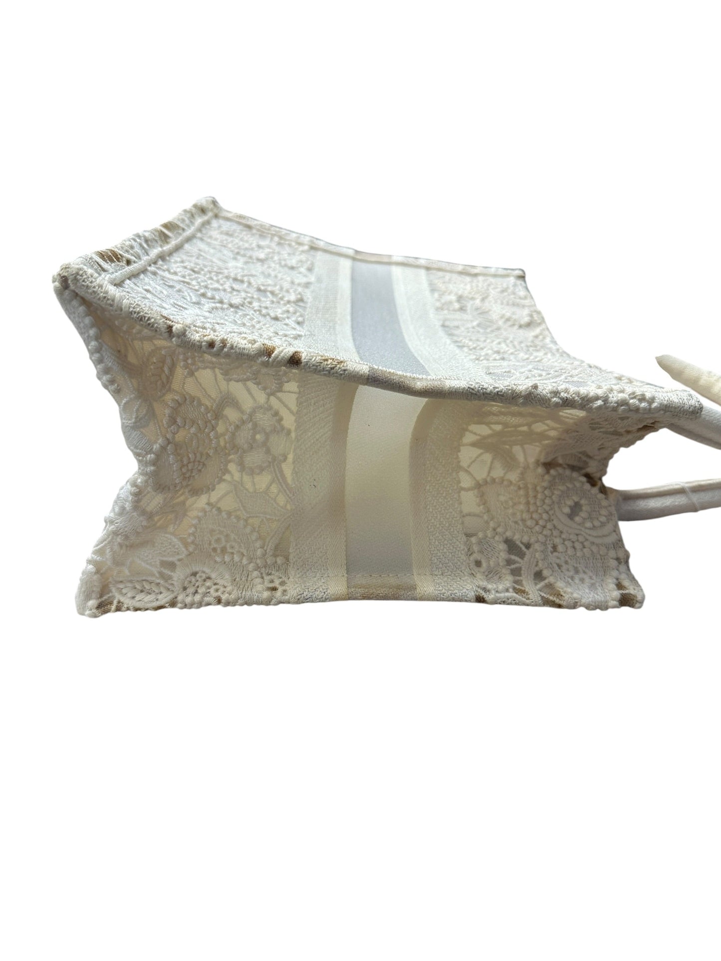 Christian Dior D-Lace Book Tote Small Tote Bag White | Authentic Pre-Owned Luxury