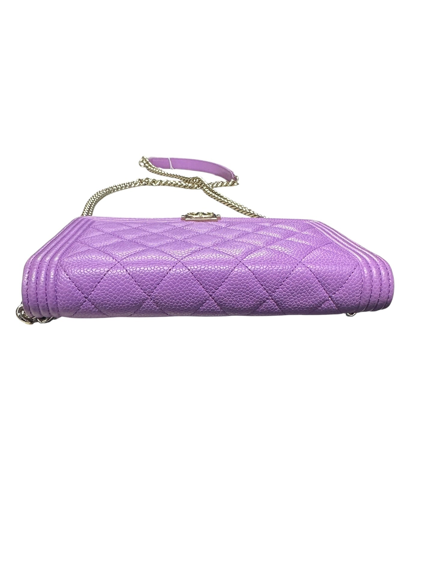 CHANEL Caviar Boy Wallet on Chain Bag Purple Gold Hardware | Authentic Pre-Owned Luxury