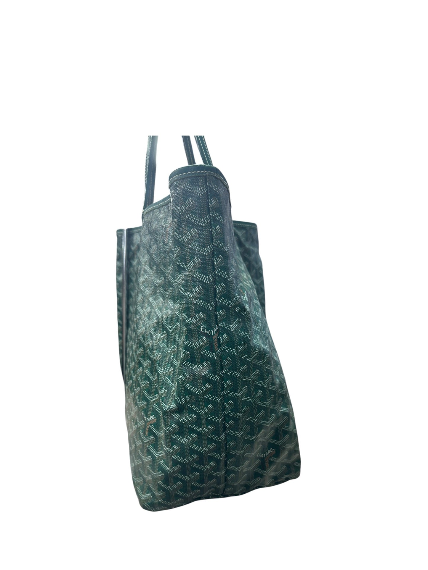 GOYARD Goyardine St Louis GM Tote Bag Green Silver Hardware | Authentic Pre-Owned Luxury