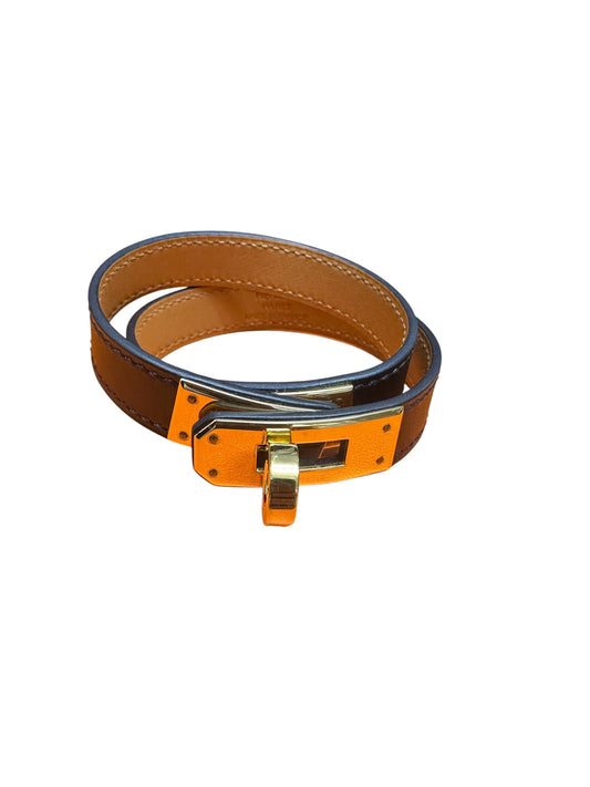 HERMES Box Calf Kelly Double Tour Bracelet Black Gold Hardware | Authentic Pre-Owned Luxury