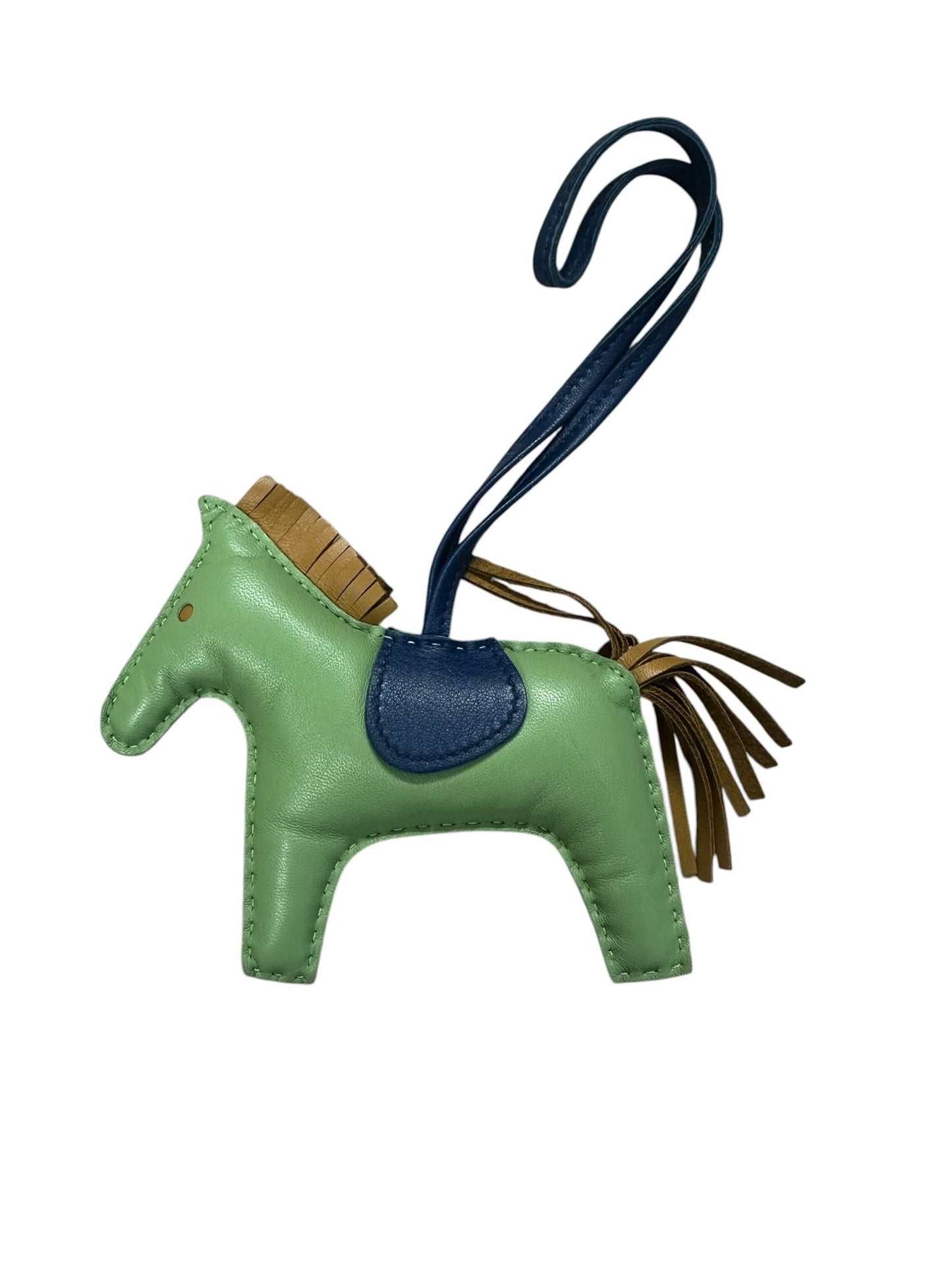 HERMES Lambskin Rodeo Charm Bag Charm Green Blue | Authentic Pre-Owned Luxury