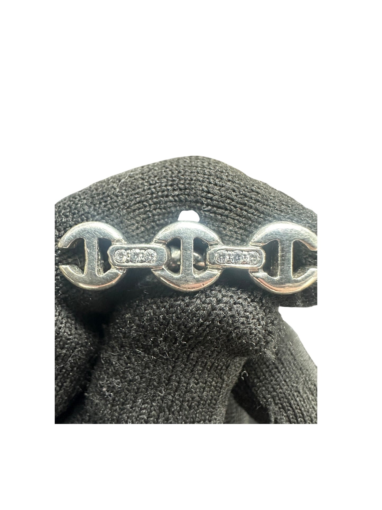 ACCESSORY HOORSENBUHS Sterling Silver Tri-Link Diamond Bracelet Silver | Authentic Pre-Owned Luxury