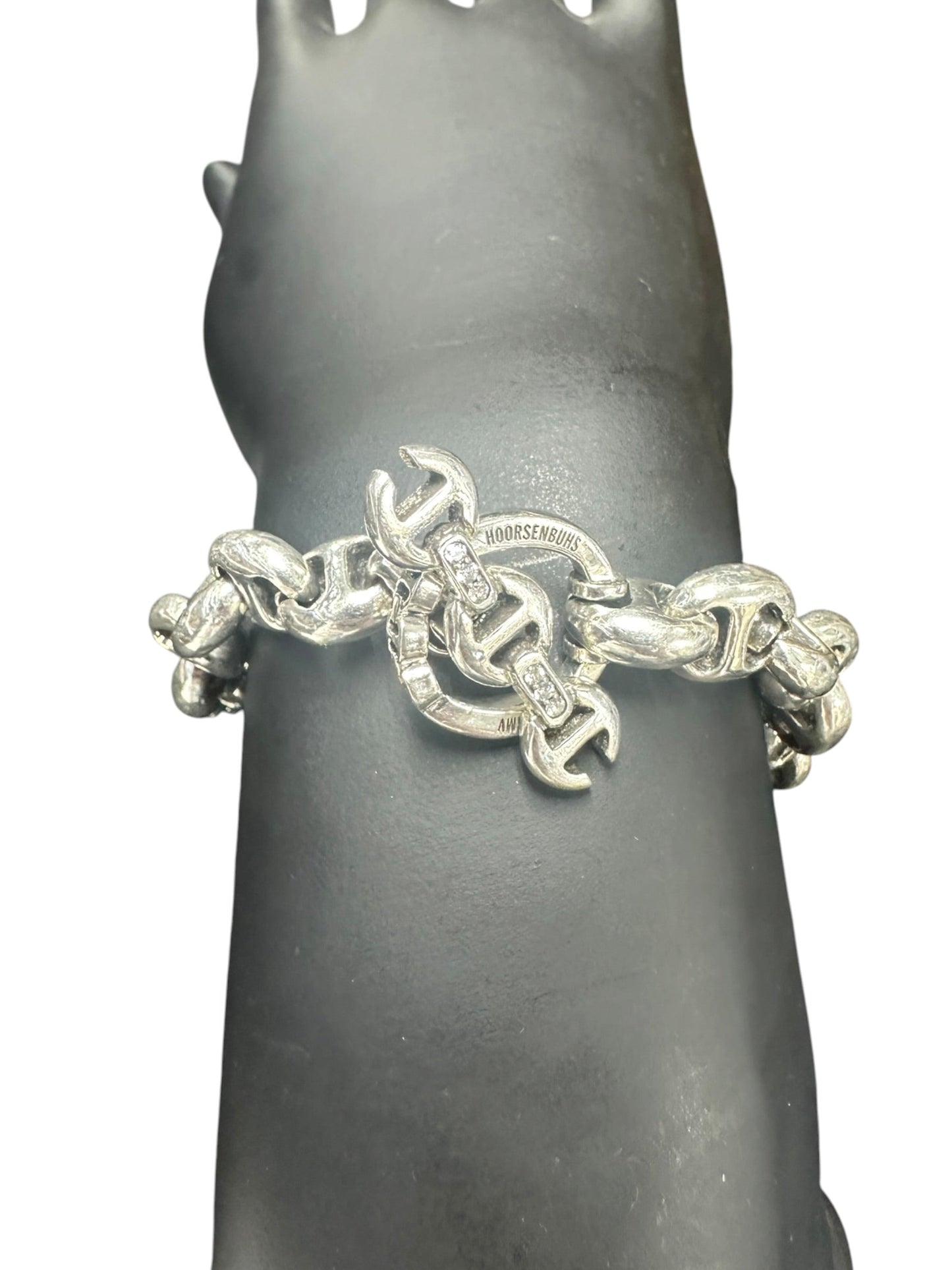 ACCESSORY HOORSENBUHS Sterling Silver Tri-Link Diamond Bracelet Silver | Authentic Pre-Owned Luxury