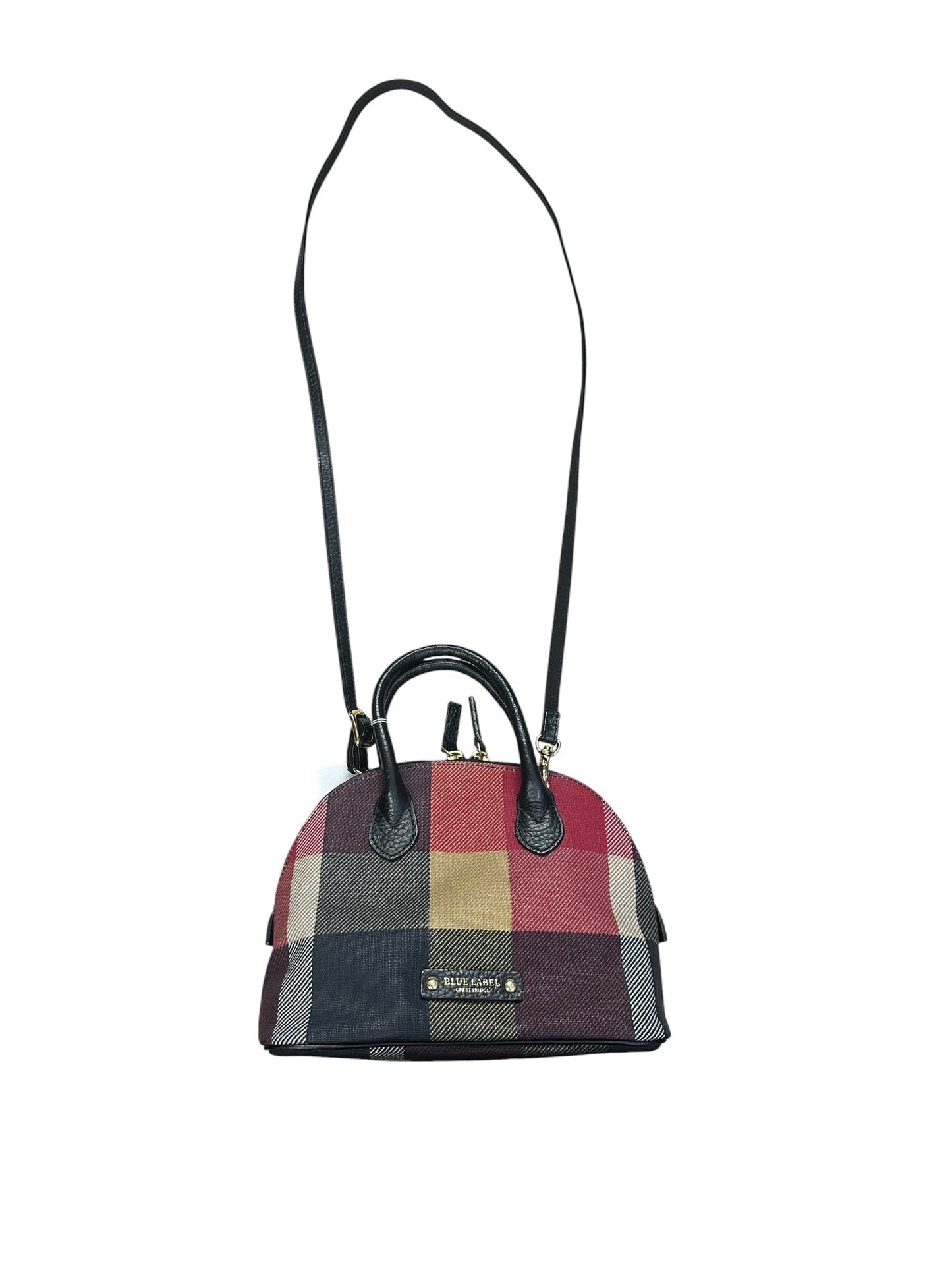 BURBERRY Blue Label Crestbridge Mega Check Canvas 2way Mini Dome Handbag Red Black Gold Hardware | Authentic Pre-Owned Luxury