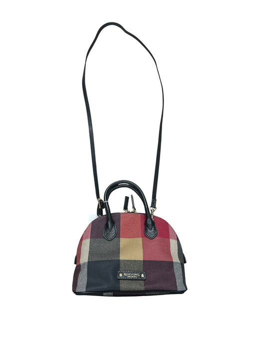 BURBERRY Blue Label Crestbridge Mega Check Canvas 2way Mini Dome Handbag Red Black Gold Hardware | Authentic Pre-Owned Luxury