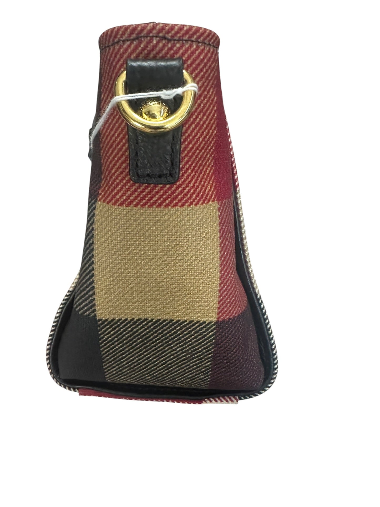 BURBERRY Blue Label Crestbridge Mega Check Canvas 2way Pouch Clutch Shoulder Bag Red Black Gold Hardware | Authentic Pre-Owned Luxury