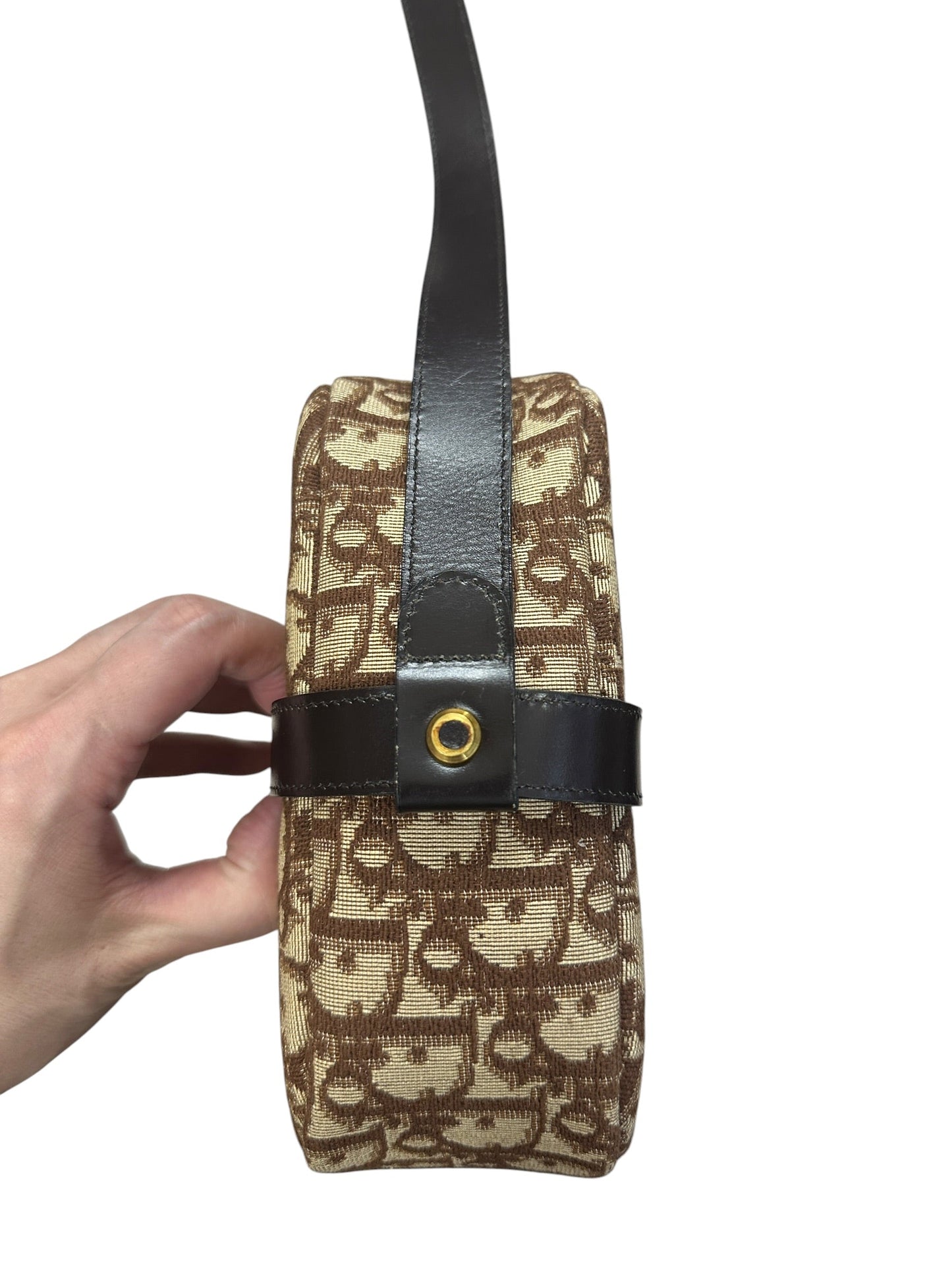 Christian Dior Trotter Canvas Shoulder Bag Brown Gold Hardware | Authentic Pre-Owned Luxury