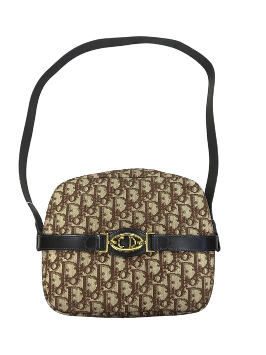 Christian Dior Trotter Canvas Shoulder Bag Brown Gold Hardware | Authentic Pre-Owned Luxury
