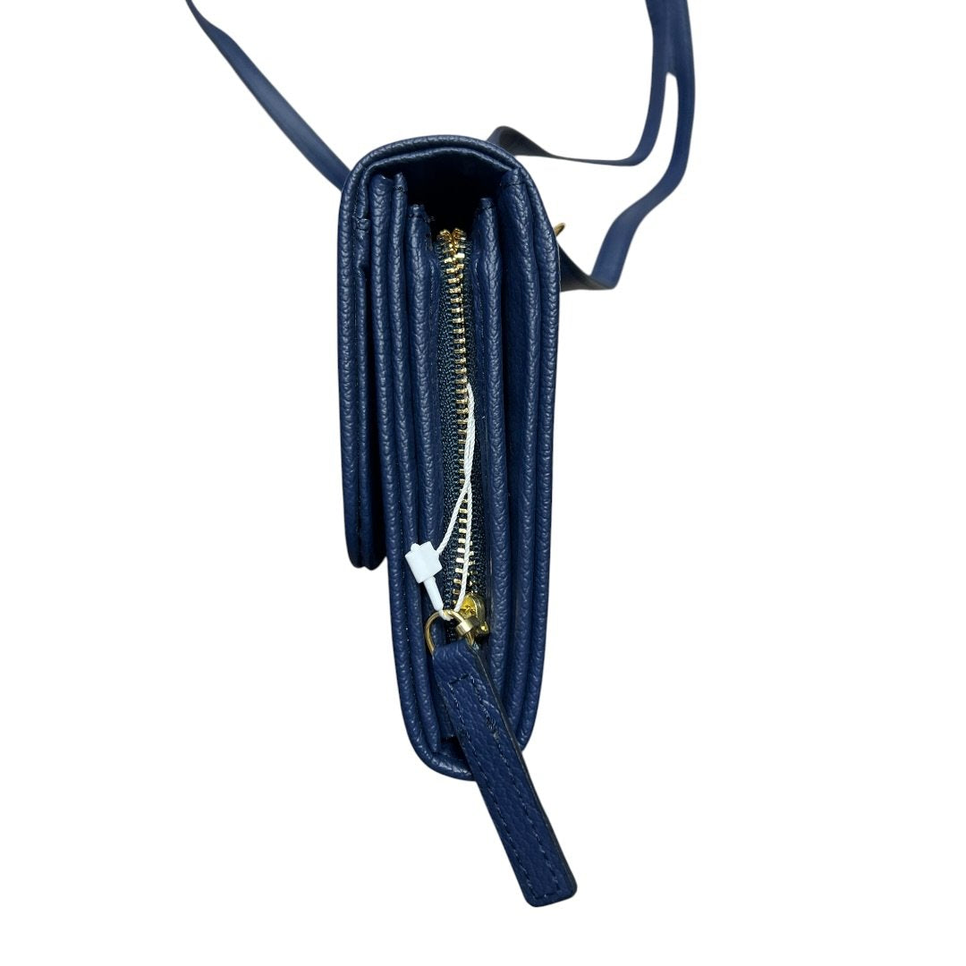 BLUE LABEL CRESTBRIDGE Textile/Leather N/A Crossbody Wallet Blue, White, Purple Plaid Gold Hardware | Authentic Pre-Owned Luxury