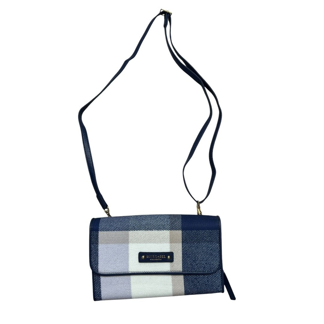 BLUE LABEL CRESTBRIDGE Textile/Leather N/A Crossbody Wallet Blue, White, Purple Plaid Gold Hardware | Authentic Pre-Owned Luxury