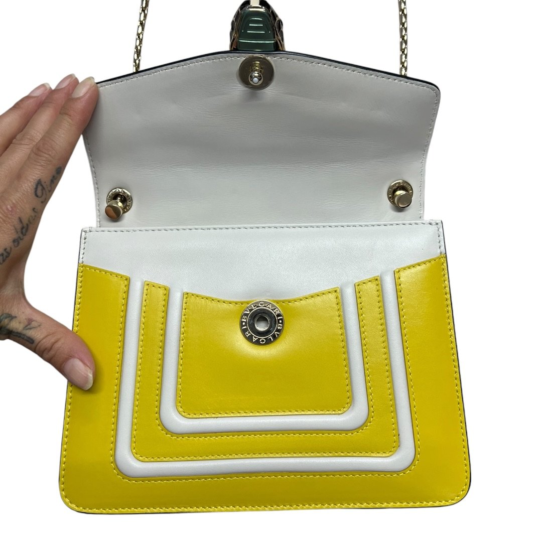 BVLGARI Calf Leather Serpenti Forever Shoulder Bag Yellow, White Silver Hardware | Authentic Pre-Owned Luxury