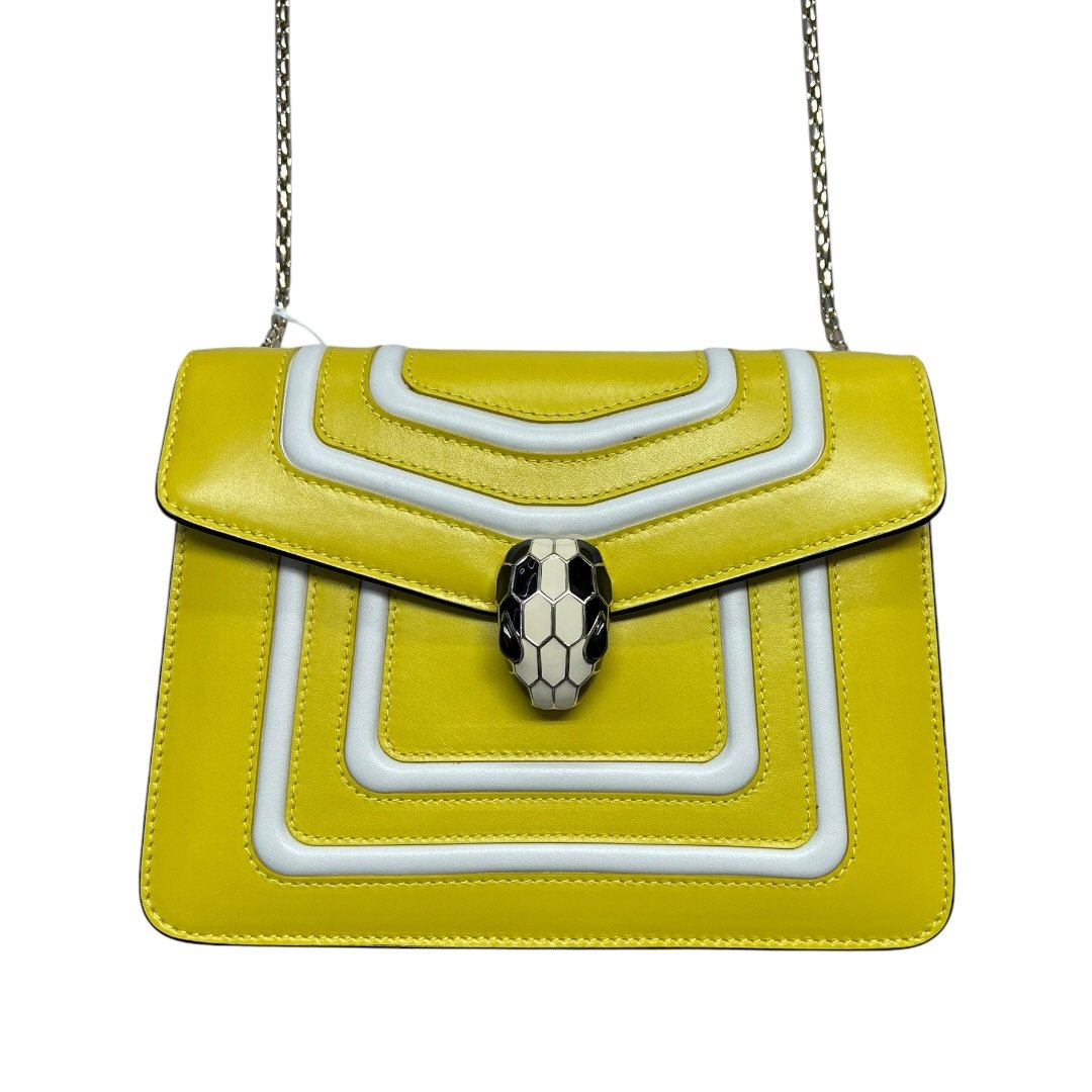 BVLGARI Calf Leather Serpenti Forever Shoulder Bag Yellow, White Silver Hardware | Authentic Pre-Owned Luxury