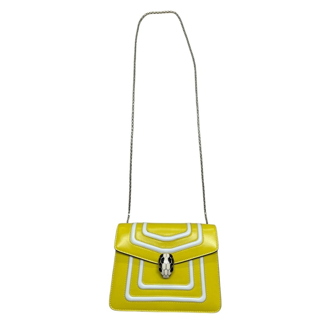 BVLGARI Calf Leather Serpenti Forever Shoulder Bag Yellow, White Silver Hardware | Authentic Pre-Owned Luxury