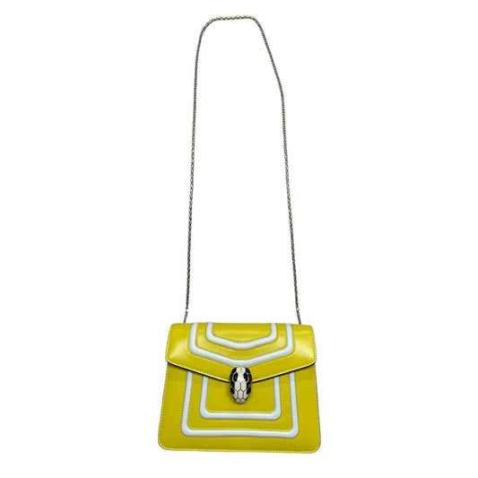 BVLGARI Calf Leather Serpenti Forever Shoulder Bag Yellow, White Silver Hardware | Authentic Pre-Owned Luxury