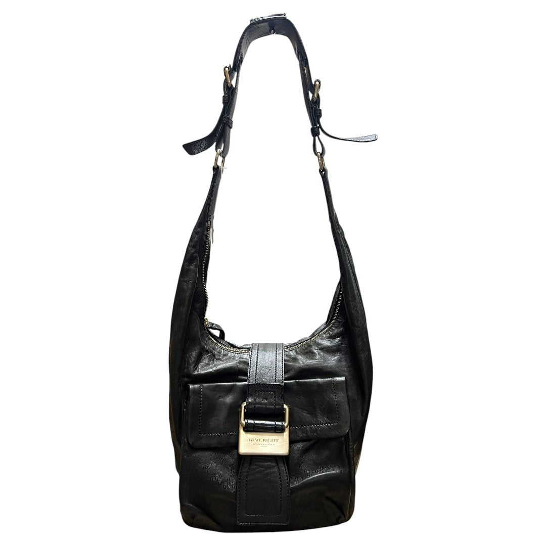 GIVENCHY Leather Hobo Shoulder Bag Shoulder Bag Black Gold Hardware | Authentic Pre-Owned Luxury