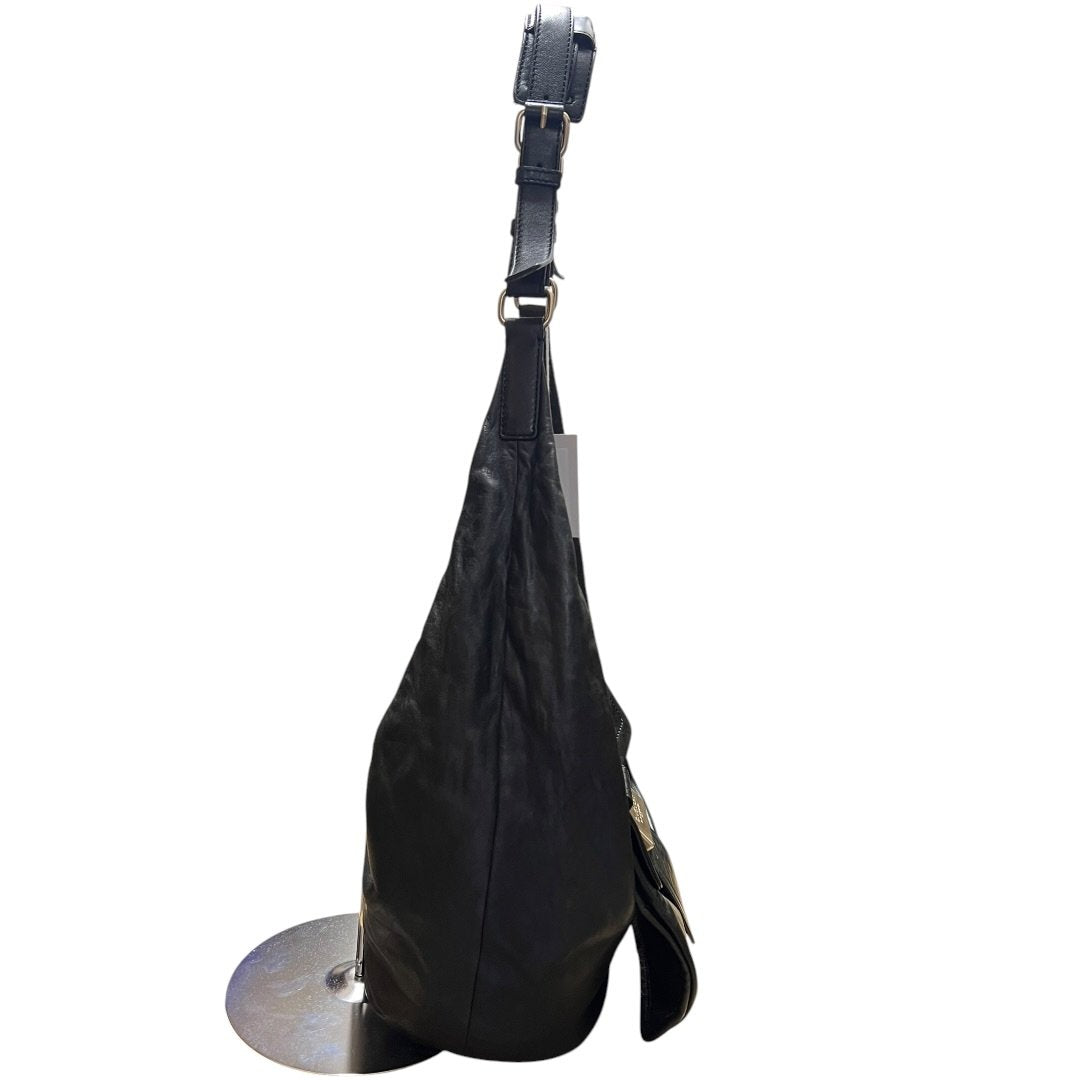 GIVENCHY Leather Hobo Shoulder Bag Shoulder Bag Black Gold Hardware | Authentic Pre-Owned Luxury