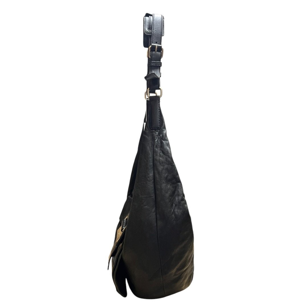 GIVENCHY Leather Hobo Shoulder Bag Shoulder Bag Black Gold Hardware | Authentic Pre-Owned Luxury