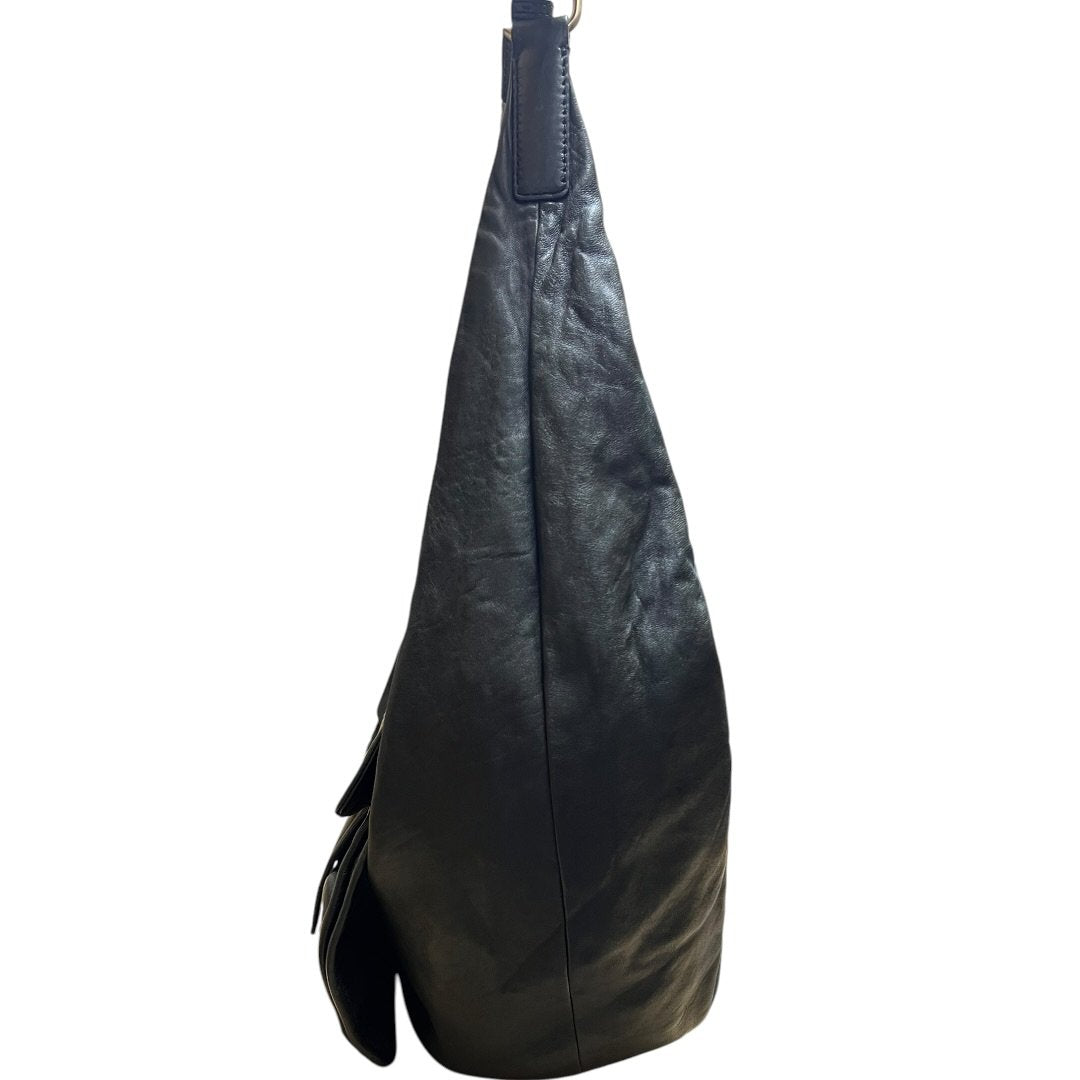 GIVENCHY Leather Hobo Shoulder Bag Shoulder Bag Black Gold Hardware | Authentic Pre-Owned Luxury